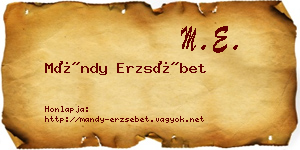 Mándy Erzsébet névjegykártya